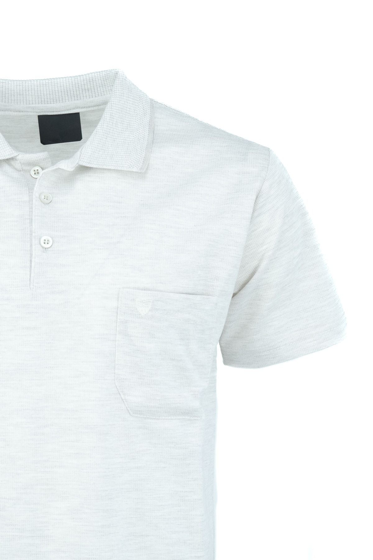 Erkek Polo Yaka Şık Kırçıl Desenli Cepli Kısa Kollu Tam Kalıp Premium Pamuklu Kumaş T-Shirt